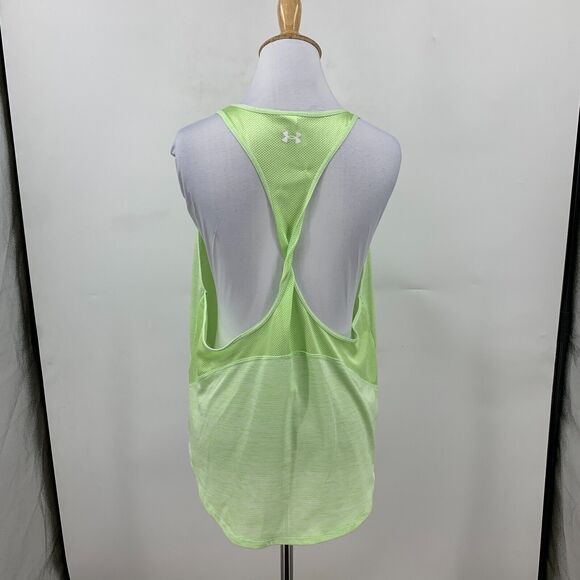 Under Armour Tech Vent Tank Women Large Lime Twist Racerback Lightweight Stretch - Picture 7 of 14